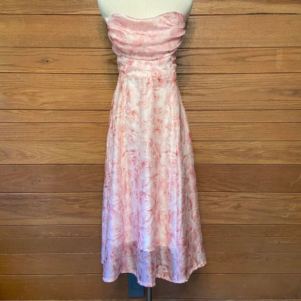 Hello Molly rose floral print strapless midi dress